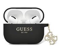 Guess GUAP2LECG4K Coque de Protection pour AirPods Pro 2 Noir Silicone Liquide Paillettes Triangle Charm