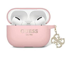 Guess GUAP2LECG4P Coque de Protection pour AirPods Pro 2 en Silicone Liquide Rose pailleté Triangle Charm