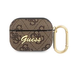 Guess GUAP4GSMW Housse pour AirPods Pro 4G Script Metal Collection Marron Brun