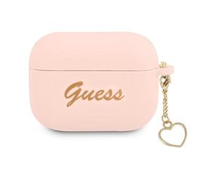 Guess GUAPLSCHSP FEA3SILRE Coque de Protection en Silicone pour AirPods Pro Rose Rouge