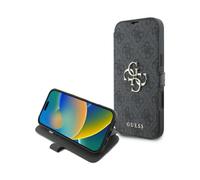 Guess Gubkp16m4gmggr Étui à rabat 4G Metal Logo pour iPhone 16 Plus - Gris