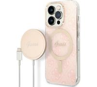 Guess GUBPP14XH4EACSP Kit coque + chargeur iPhone 14 Pro Max 6,7" rose/rose coque rigide 4G Print MagSafe Housse de protection