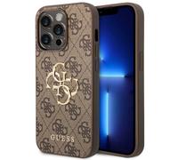 Guess Guess Coque 4G Metal Logo Backcover iPhone 14 Pro Max Brun Marron