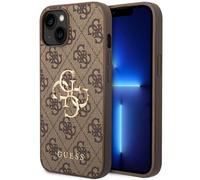 Guess Guess Coque 4G Metal Logo Backcover iPhone 15 Brun Marron