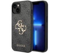 Guess Guess Coque 4G Metal Logo Backcover iPhone 15 Gris Gris