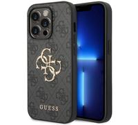 Guess Guess Coque 4G Metal Logo Backcover iPhone 15 Pro Gris Gris