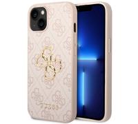 Guess GUHCP15S4GMGPI Coque Rigide pour iPhone 15 6,1" Rose 4G Big Metal Logo