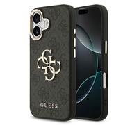 Guess Coque 4G Metal Logo pour iPhone 17 – Bordure Or – Noir
