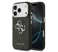 Guess Guess Coque 4G Metal Logo Backcover iPhone 17 Pro Max Silver Edge Black Noir