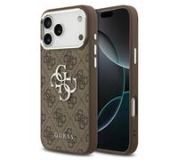 Guess Guess Coque 4G Metal Logo Backcover iPhone 17 Pro Max Silver Edge Brown Marron