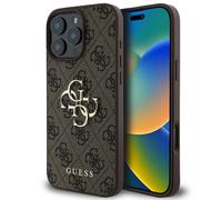 Guess Guess Coque 4G Metal Logo Backcover pour iPhone 16 Pro Max Marron Marron