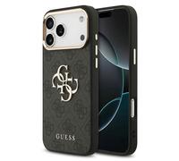 Guess Guess Coque 4G Metal Logo Backcover pour iPhone 17 Pro Max Gold Edge Black Noir