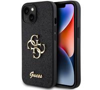 Guess Guess Coque 4G Metal Logo Glitter iPhone 15 Noir Noir