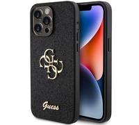 Guess Coque 4G Metal Logo Glitter iPhone 15 Pro Max Noir