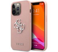 Guess Coque iPhone 13 Pro 4G Metal Logo Saffiano Rose