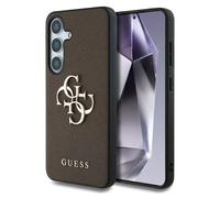 Guess Guess Coque 4G Metal Logo Saffiano pour Samsung Galaxy S25 Marron Marron