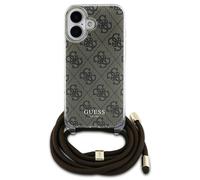 Étui Guess pour iPhone 16 6.1 marron étui rigide Crossbody Cord 4G Print