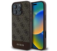 Guess Guess Coque arrière Bottom Stripe 4G iPhone 16 Pro Marron Marron