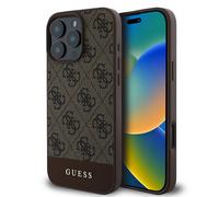 Guess Guess Coque arrière Bottom Stripe 4G iPhone 16 Pro Max Brun Marron