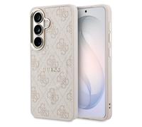 Guess Guess Coque arrière en cuir 4G avec MagSafe pour Samsung Galaxy S26 Gold Edge Pink Rose