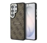 CG MOBILE Guess 4G Anneau gaufré compatible avec coque MagSafe pour Samsung Galaxy S26 Ultra (marron)