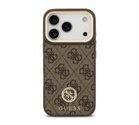 Guess Guess Coque arrière en cuir avec logo Strass classique et MagSafe iPhone 17 Pro Marron Marron