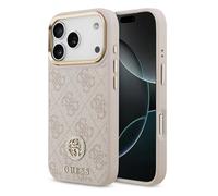 Guess Guess Coque arrière en cuir avec logo Strass classique et MagSafe iPhone 17 Pro Rose Rose