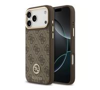 Guess Guess Coque arrière en cuir avec logo Strass classique et MagSafe pour iPhone 17 Pro Marron Marron