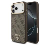 Guess Guess Coque arrière en cuir avec logo Triangle classique et MagSafe iPhone 17 Pro Max Marron Marron