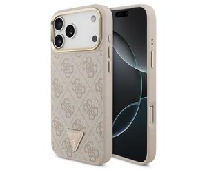 Guess Guess Coque arrière en cuir avec logo Triangle classique et MagSafe iPhone 17 Pro Max Rose Rose