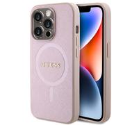 Guess Guess Coque arrière Saffiano MagSafe pour iPhone 15 Pro Rose Rose