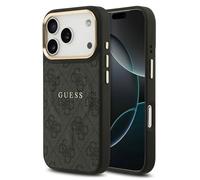 CG MOBILE Guess 4G PU Classic Logo Compatible avec MagSafe Coque pour iPhone 17 Pro Max (Noir)
