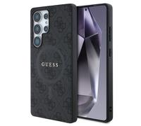 Coque Pour Galaxy S25 Ultra Guess En Cuir Synthétique Gris MagSafe Logo Doré