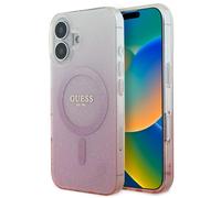 CG Mobile Coque rigide Guess GUHMP16SHGRCELP pour iPhone 16 6,1" Rose IML Glitter Gradient MagSafe