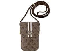 Guess Sac téléphone 4G Leather Stripes - Brun