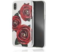 Guess GUHCI65ROSTR iPhone Xs Max coque rigide transparente Flower Desire roses rouges Housse de protection