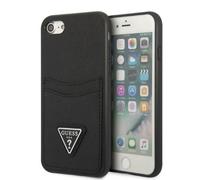 Guess GUHCI8PSATPK iPhone 7/8 SE 2020 / SE 2022 Hardcase noir/noir Hardcase Saffiano Triangle Logo Cardslot Housse pour téléphone portable