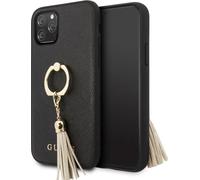 Guess GUHCN58RSSABK iPhone 11 Pro noir/noir coque rigide en saffiano avec support pour bagues étui de protection