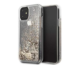 Guess GUHCN61GLHFLGO Coque de Protection pour iPhone 11 Motif cœurs à Paillettes Doré