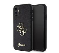 Guess GUHCN61HG4SGK Coque pour iPhone 11 / XR 6,1" Noir Coque Rigide Paillettes Script Big 4G