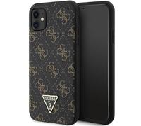 GUESS GUHCN61PG4GPK Coque pour iPhone 11 / XR 6,1"" Noir Coque Rigide 4G Triangle Logo Métal