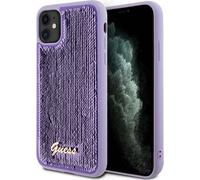 Guess GUHCN61PSFDGSU iPhone 11 / Xr 6.1" violet hardcase Sequin Script Metal Housse de protection