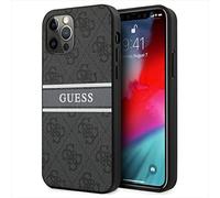 Coque pour iPhone 12 Pro Max avec Imprimé et Bande Monochrome Luxe Guess Noir