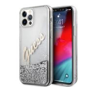 Guess GUHCP12LGLVSSI Coque de Protection Rigide pour iPhone 12 Pro Max 6,7" Motif Paillettes Vintage Argenté