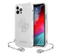 Guess GUHCP12LKS4GSI iPhone 12 Pro Max 6,7 Transparent Hardcase 4G Silver Charms Collection Housse pour téléphone portable