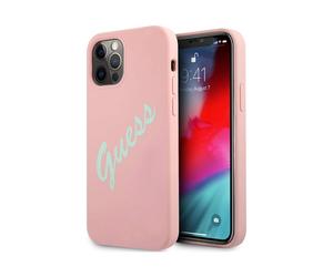 Guess GUHCP12LLSVSPG Housse Silicone Vintage Vert Rose - iPhone 12 Pro Max