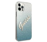 Guess GUHCP12LPCUGLSBL iPhone 12 Pro Max 67 bleu/bleu Hardcase Glitter Gradient Script Housse pour téléphone portable
