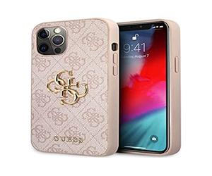 Guess GUHCP12M4GMGPI Coque de Protection pour iPhone 12/12 Pro 6,1" avec Logo 4G Big Metal Rose