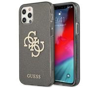 Guess GUHCP12MPCUGL4GBK iPhone 12/12 Pro 6,1" noir/noir coque rigide paillettes 4G Big Logo Housse de protection