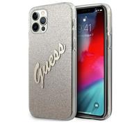 Guess GUHCP12MPCUGLSGO iPhone 12/12 Pro 6,1 Gold/Gold Hardcase Glitter Gradient Script Housse pour téléphone portable